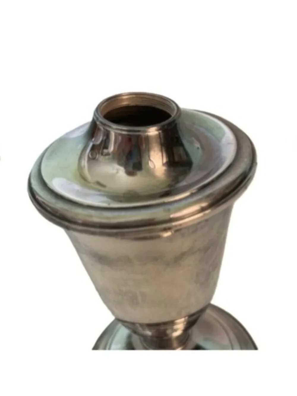 Vintage Gorham Silver Plate Oil Lamp w/ Etched Glass Chimney 13.5